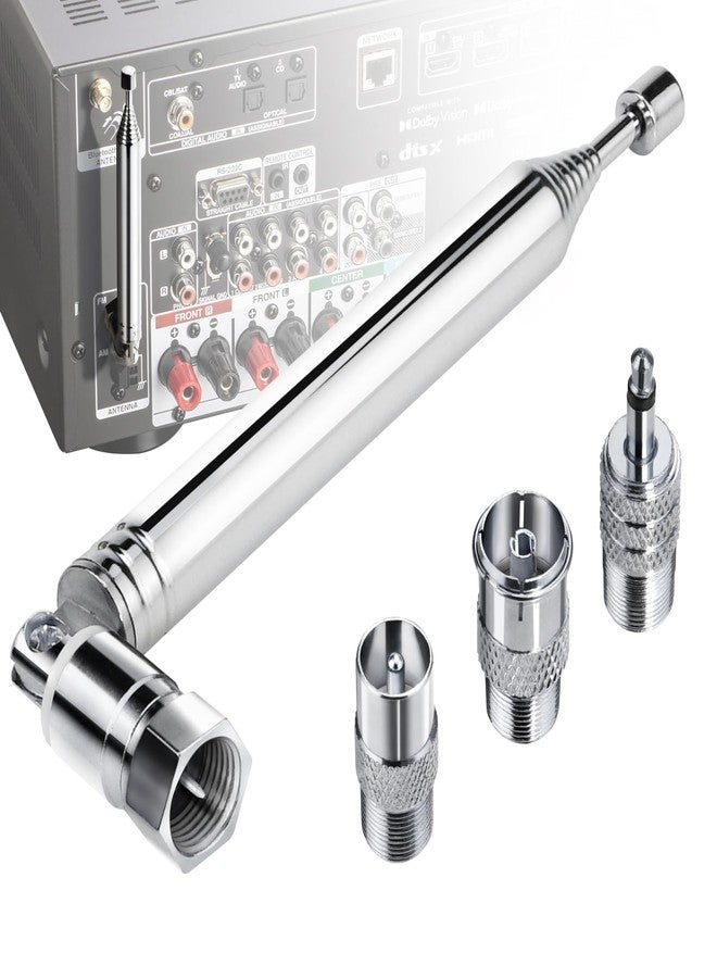 Ancable FM Radio Antenna, Ancable Indoor FM Telescopic Antenna 75 Ohm F Type Male Plug Connector with Adapter for Table Top Radio HiFi AV Stereo Receiver Mini System - Image 1